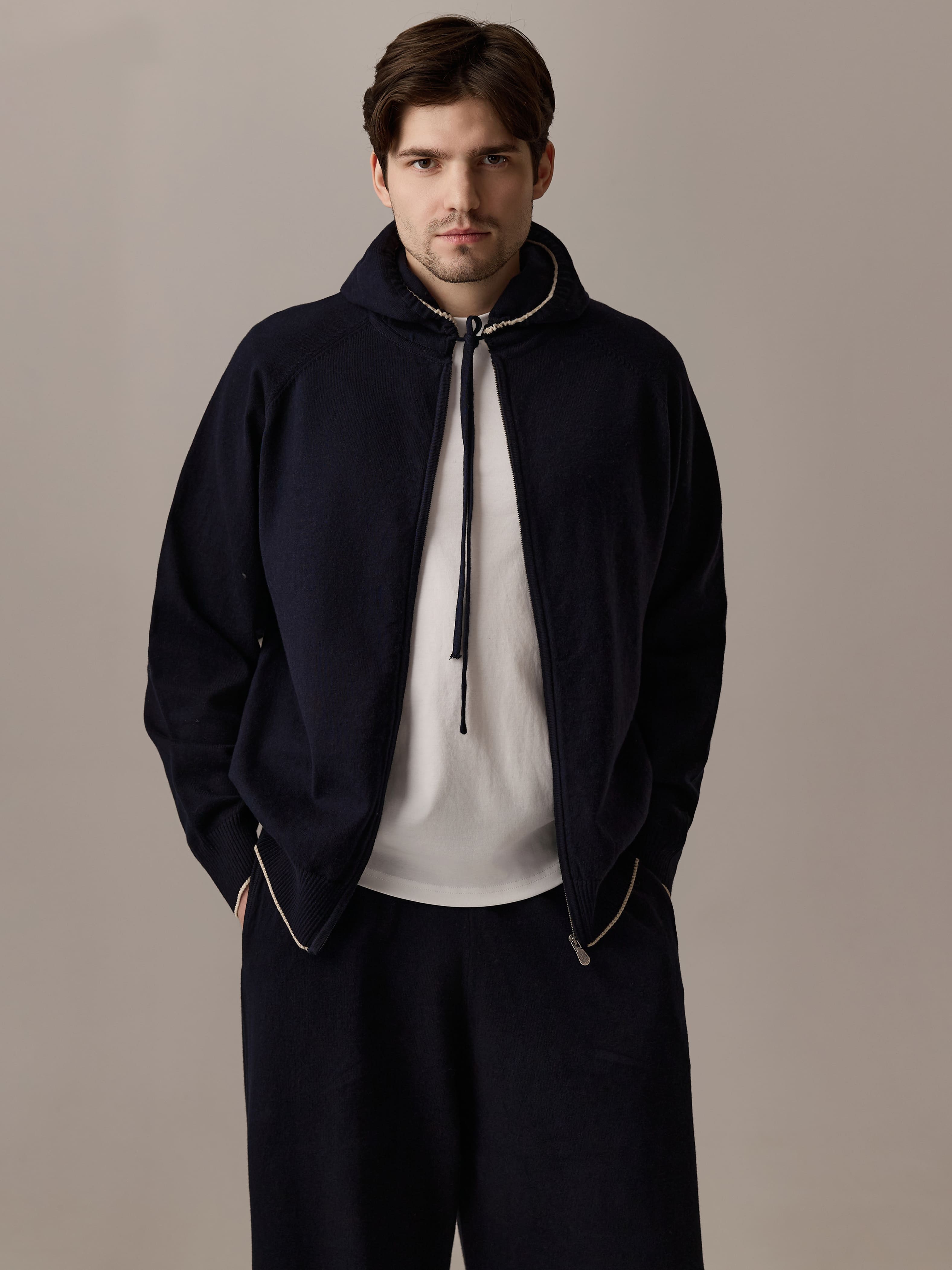 Cotton Knit Zip-Hoodie