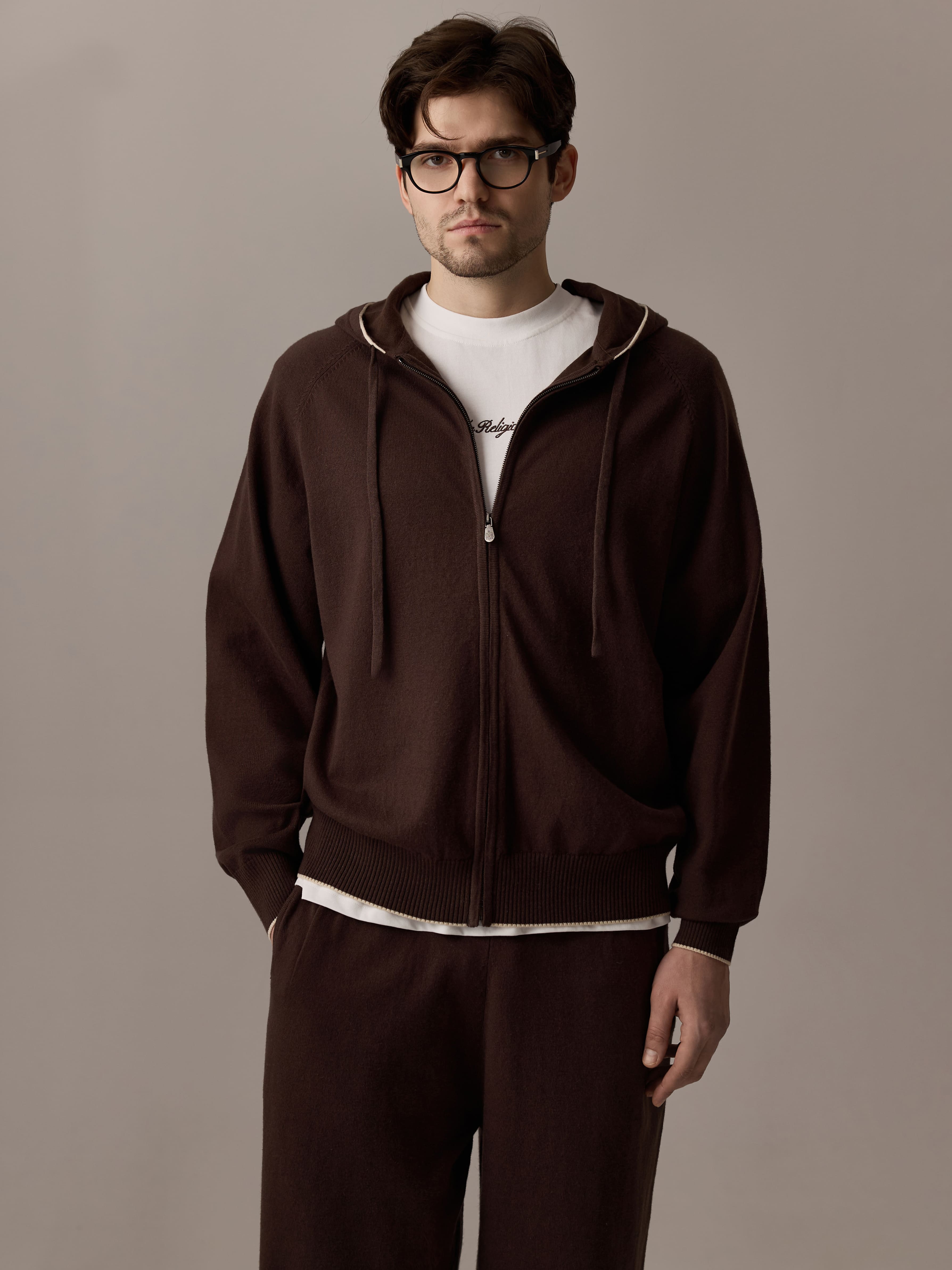 Cotton Knit Zip-Hoodie