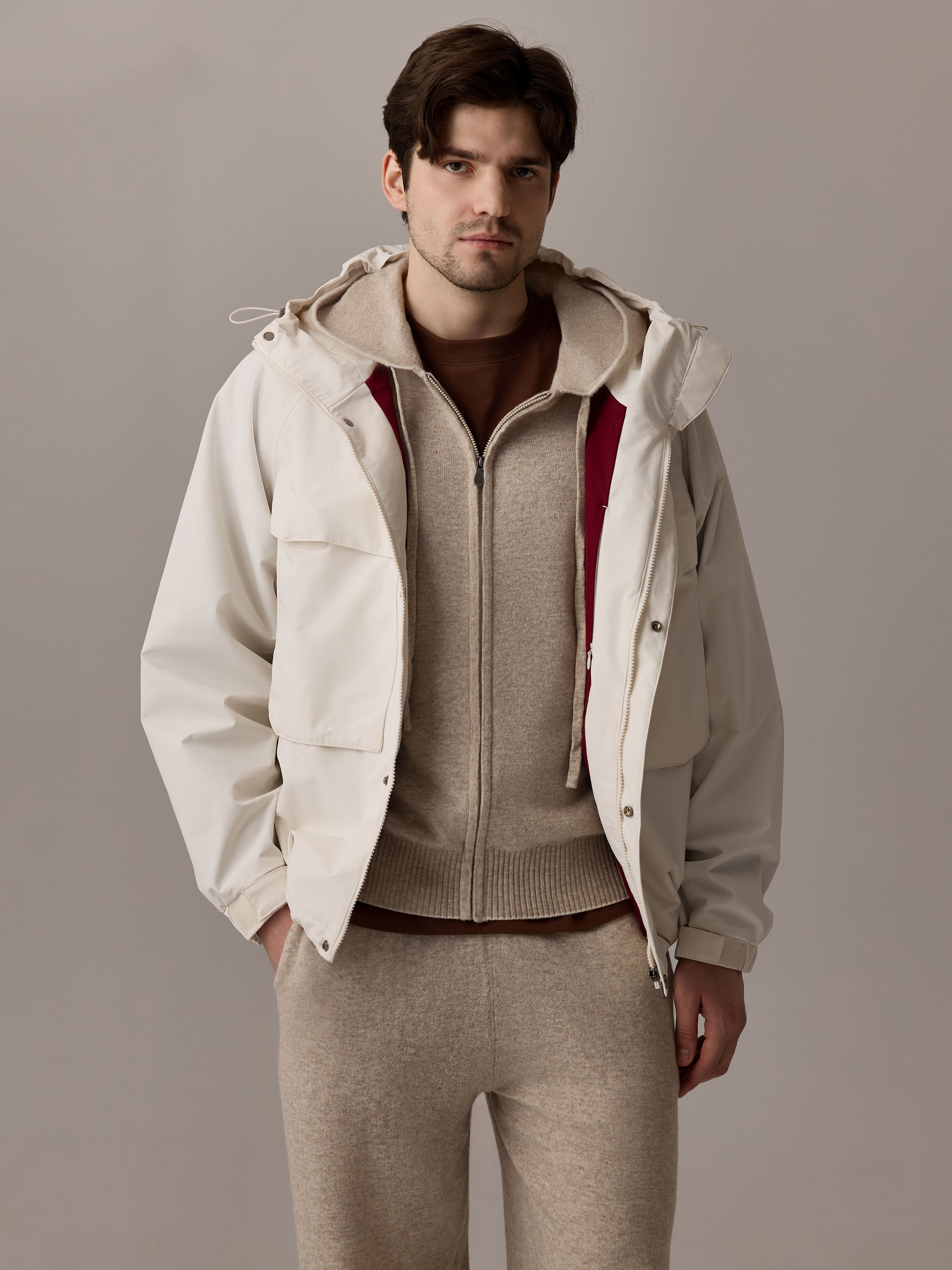 Cashmere Knit Zip-Hoodie