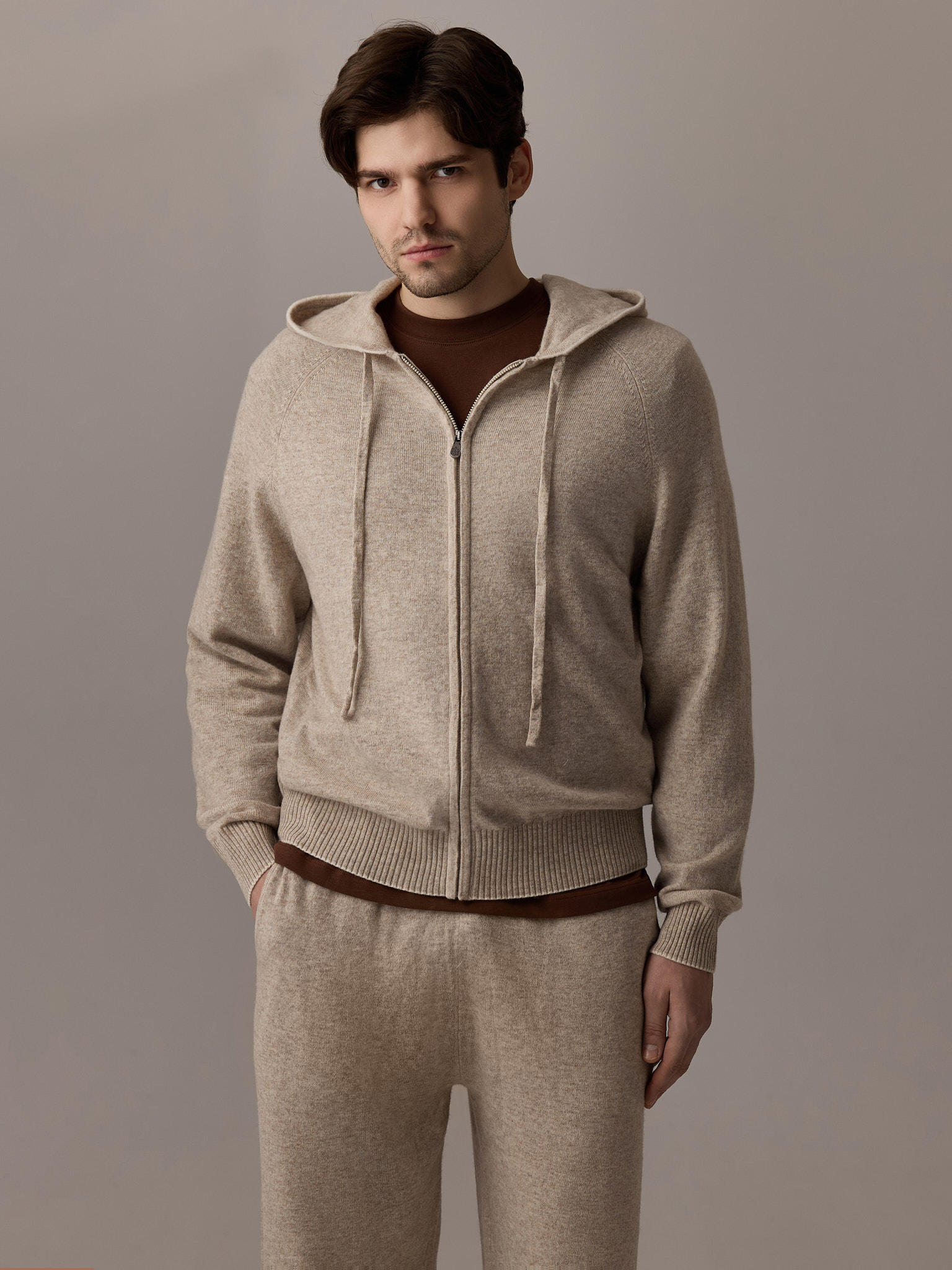 Cashmere Knit Zip-Hoodie