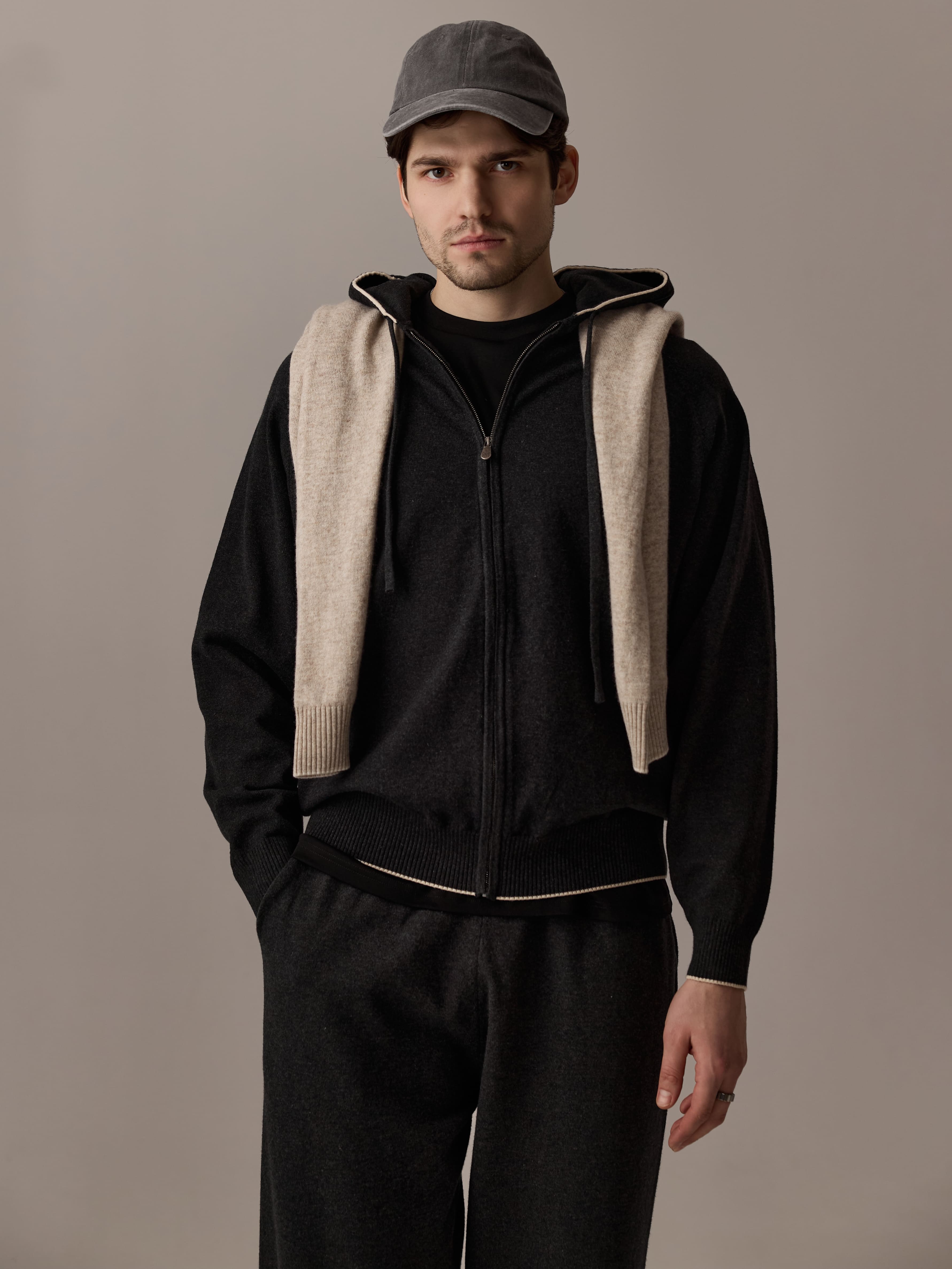 Cotton Knit Zip-Hoodie